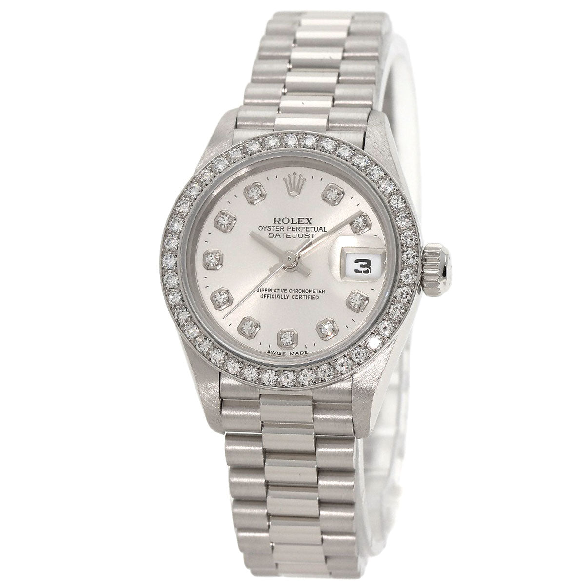 ROLEX Datejust Bezel 10P Diamond Watches 69136G Platinum/PT Ladies