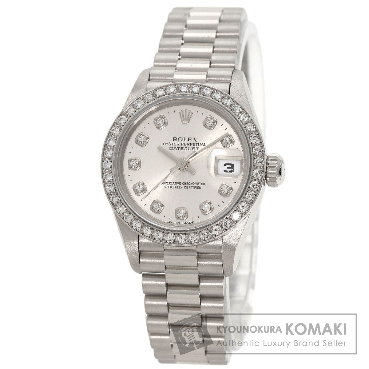 ROLEX Datejust Bezel 10P Diamond Watches 69136G Platinum/PT Ladies