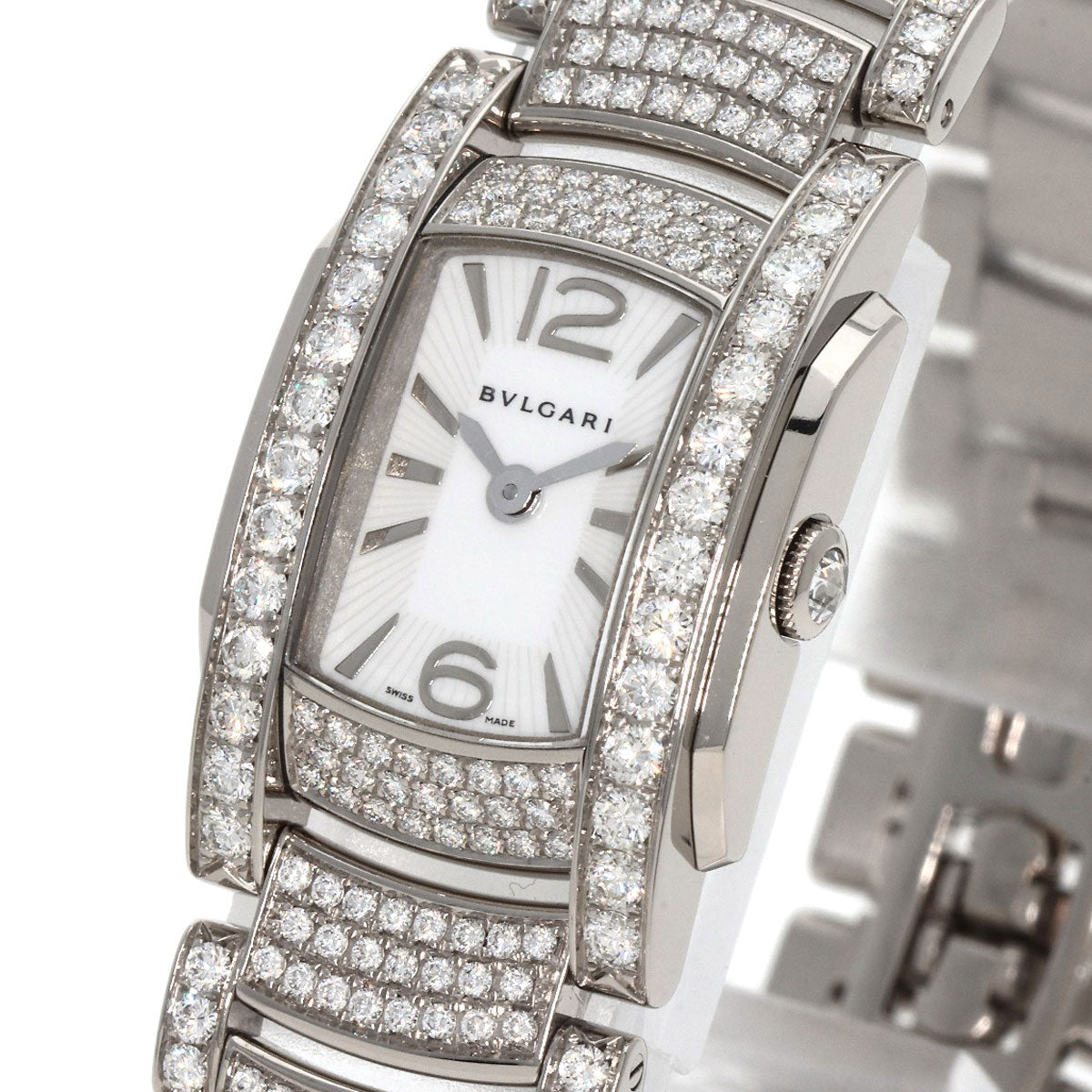 BVLGARI Assioma Bezel Belt Diamond Watches AAW26G K18 White Gold/K18WGxDiamond Ladies