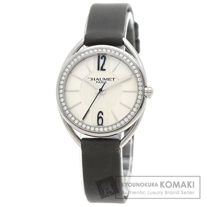 ショーメ W23211-01A リアン ダイヤモンドベゼル 腕時計 ステンレススチール/レザー レディース 【中古】【Chaumet】