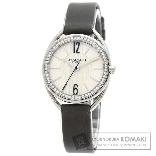 ショーメ W23211-01A リアン ダイヤモンドベゼル 腕時計 ステンレススチール/レザー レディース 【中古】【Chaumet】