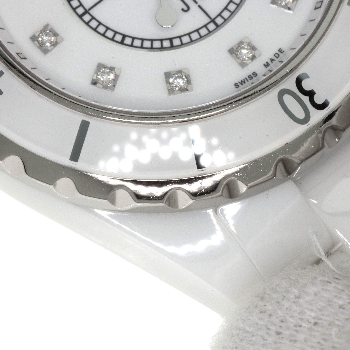 CHANEL J12 1.3" White Ceramic 12P Diamond Watches H1628 Ceramic/Ceramic Ladies