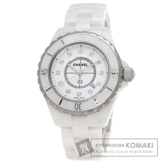 CHANEL J12 1.3" White Ceramic 12P Diamond Watches H1628 Ceramic/Ceramic Ladies