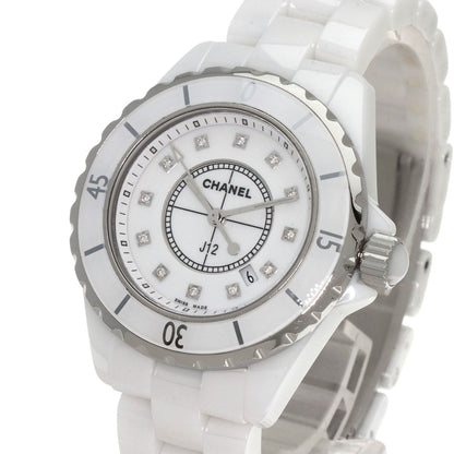 CHANEL J12 1.3" White Ceramic 12P Diamond Watches H1628 Ceramic/Ceramic Ladies