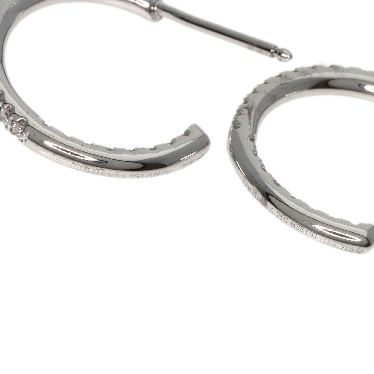 De Beers   earring Diamond hoop K18 White Gold Ladies