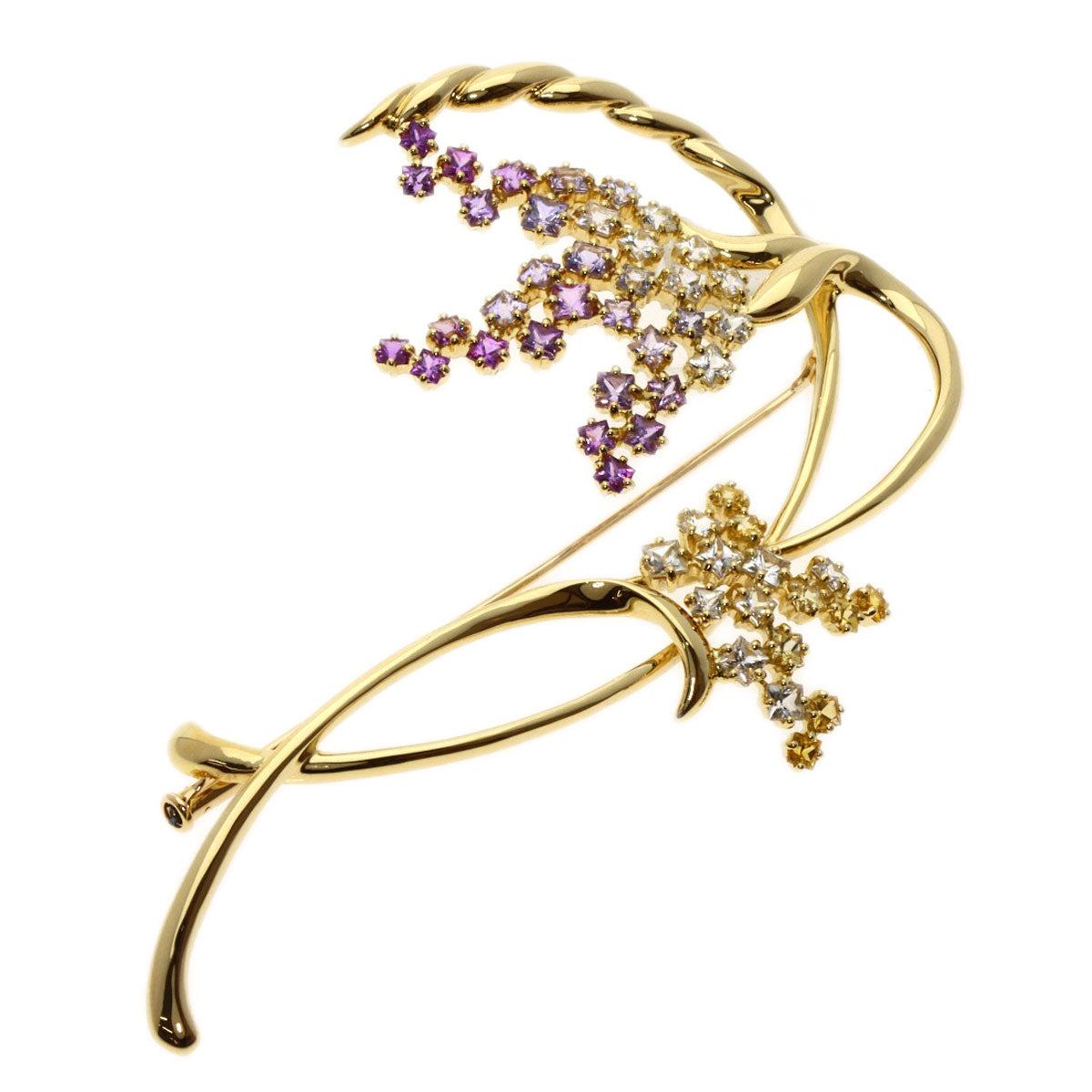 Jeunet   Brooch sapphire K18 Yellow Gold Ladies