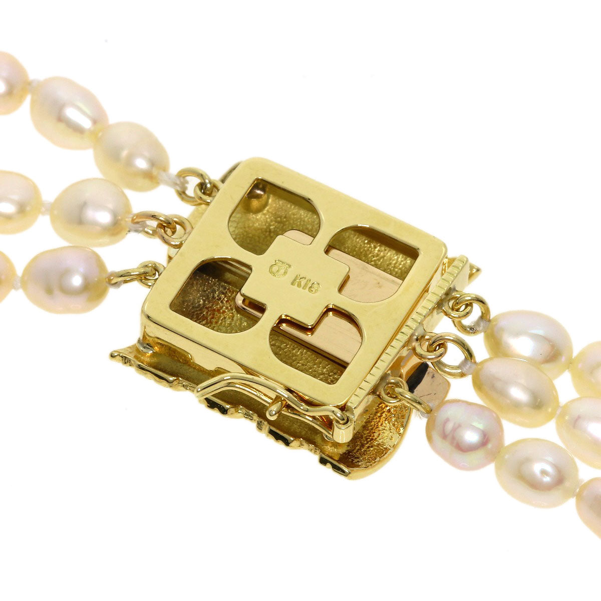 TASAKI Freshwater Pearl Pearl 3-strand Long Necklace K18 Yellow Gold Ladies [Used]