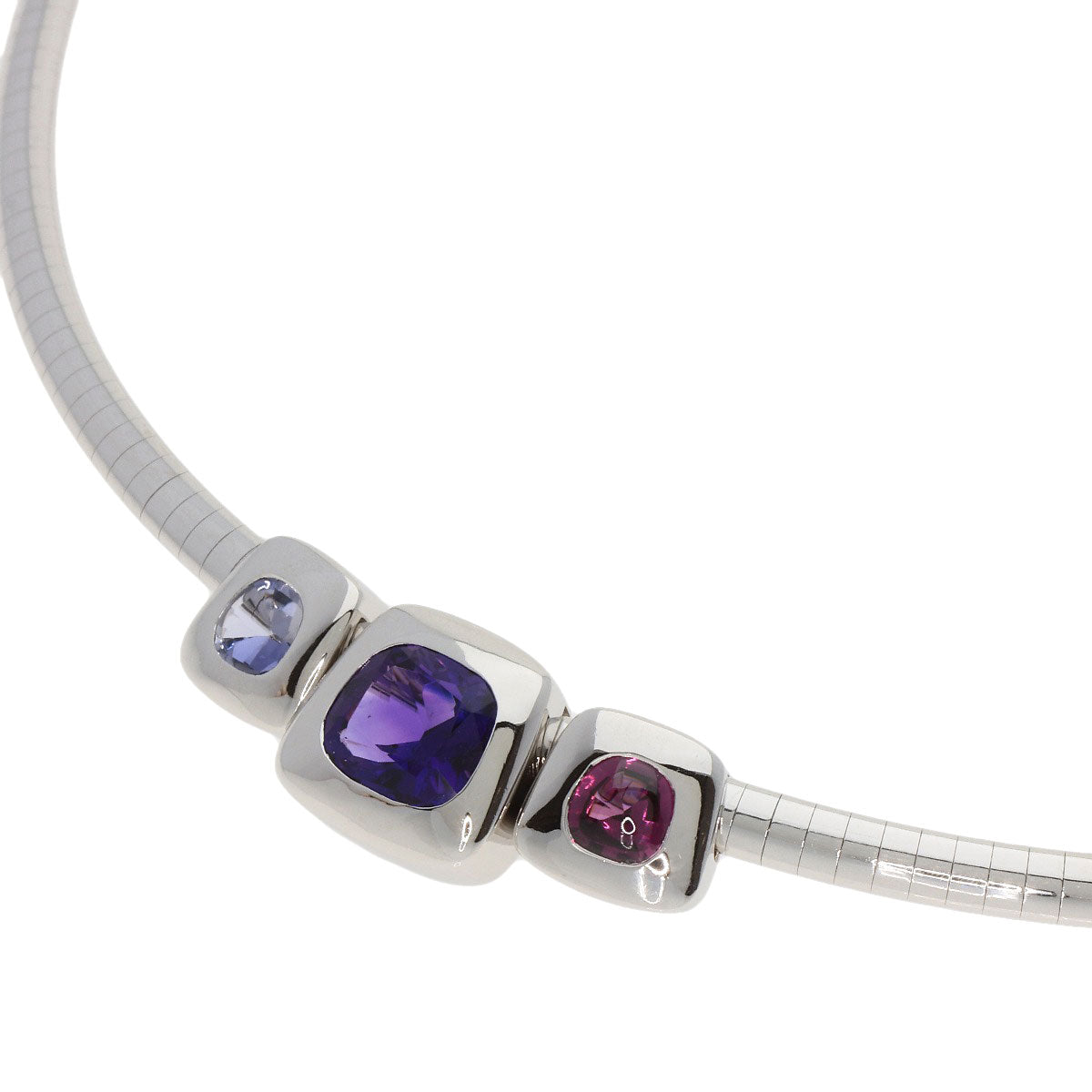 CHANEL   Necklace Baroque Collection Amethyst Pink Tourmaline Iolite Omega Necklace K18 White Gold Ladies