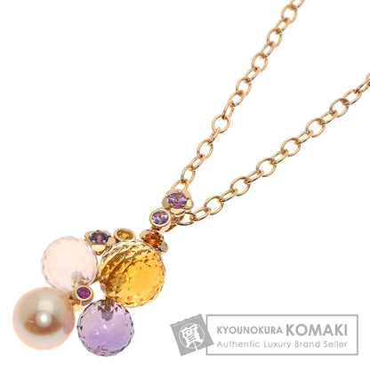 CHANEL   Necklace Mademoiselle Citrin Amethyst Rose Quartz Pearl Sapphire K18 Pink Gold Ladies