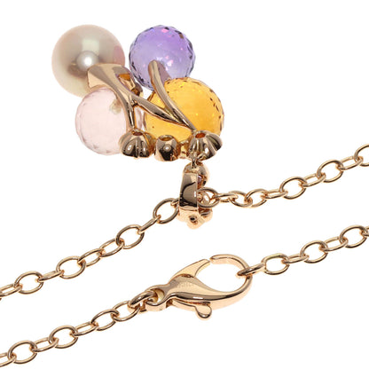 CHANEL   Necklace Mademoiselle Citrin Amethyst Rose Quartz Pearl Sapphire K18 Pink Gold Ladies