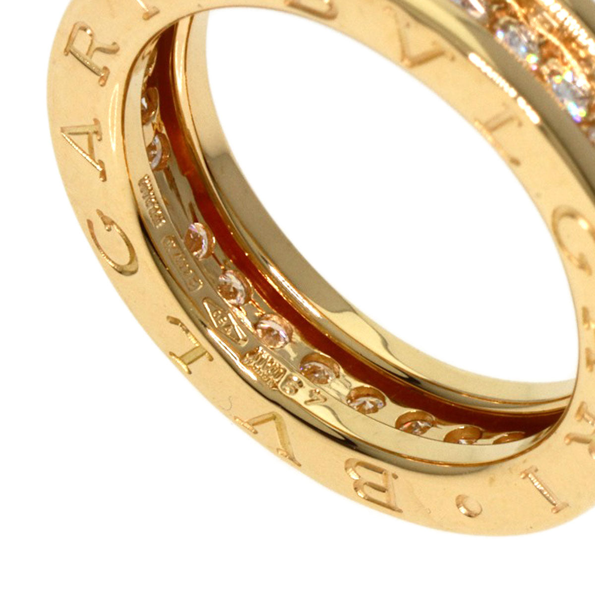 BVLGARI   Ring B.zero1 1 band Diamond #49 K18 Yellow Gold Ladies