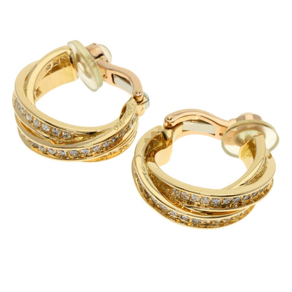 CARTIER   Earring Three Bangles Diamond Earring K18 Yellow Gold Ladies