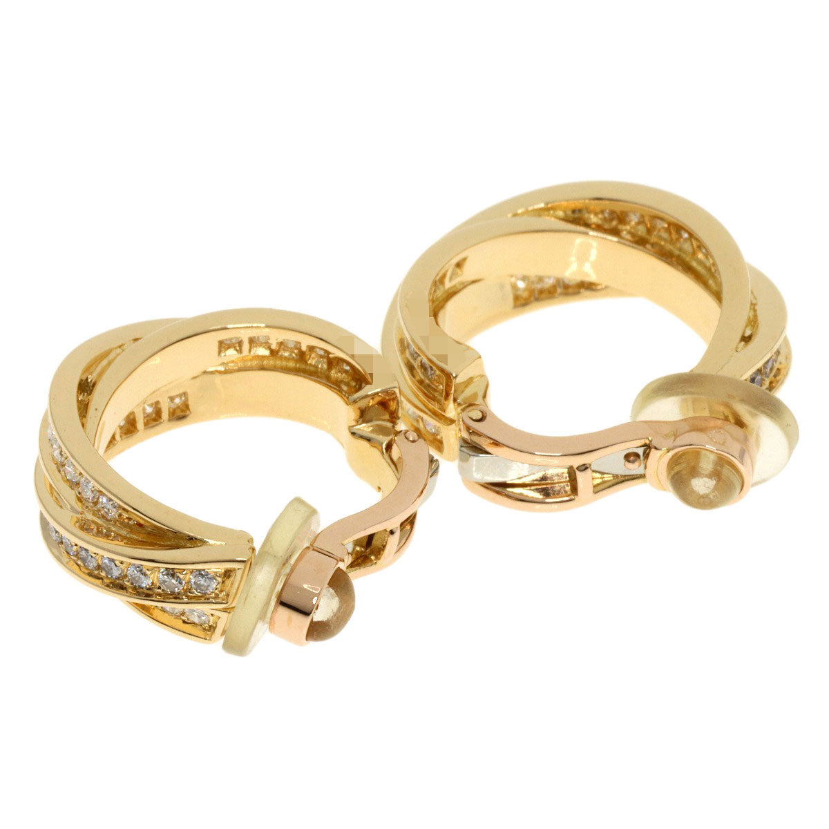 CARTIER   Earring Three Bangles Diamond Earring K18 Yellow Gold Ladies