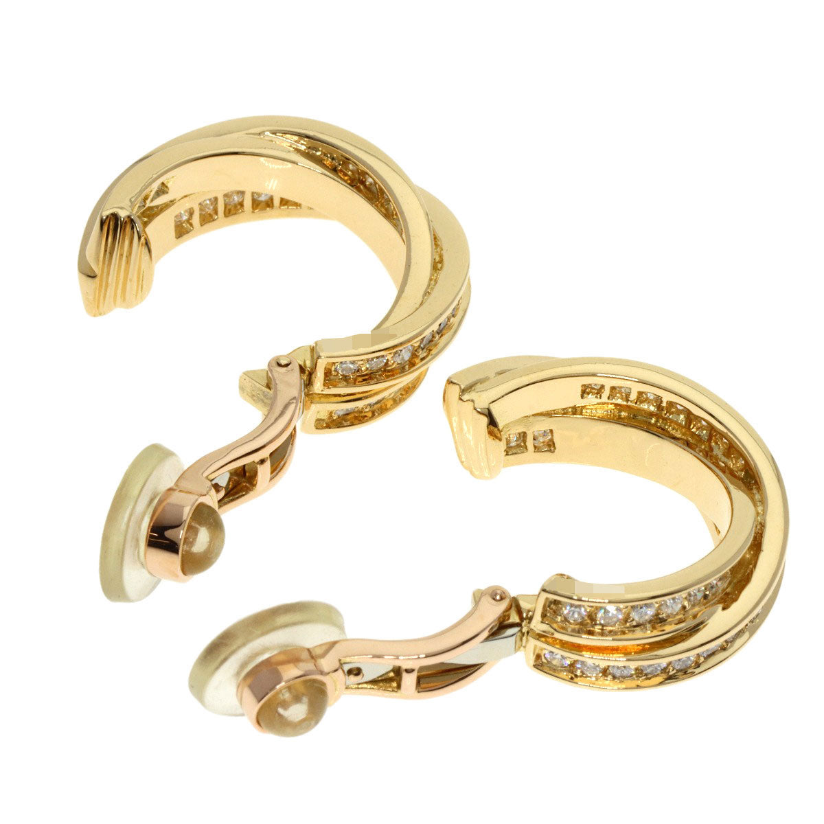 CARTIER   Earring Three Bangles Diamond Earring K18 Yellow Gold Ladies