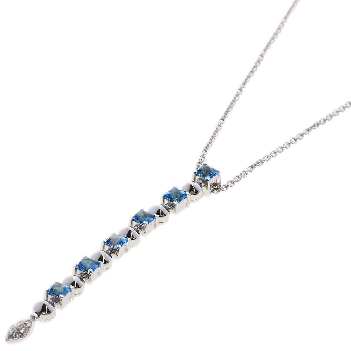 BVLGARI   Necklace Lucia Blue Topaz Diamond K18 White Gold Ladies