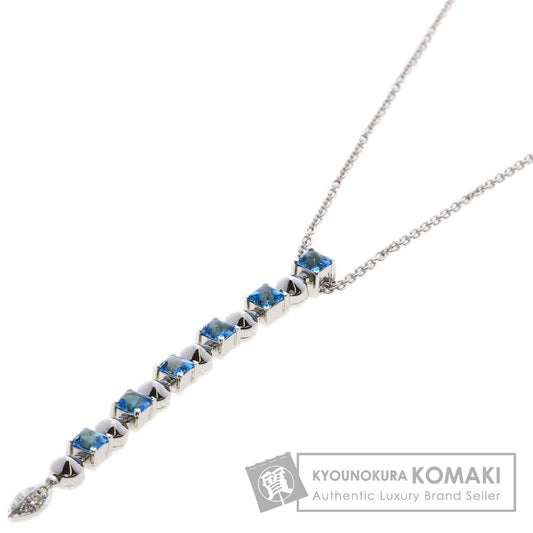 BVLGARI   Necklace Lucia Blue Topaz Diamond K18 White Gold Ladies