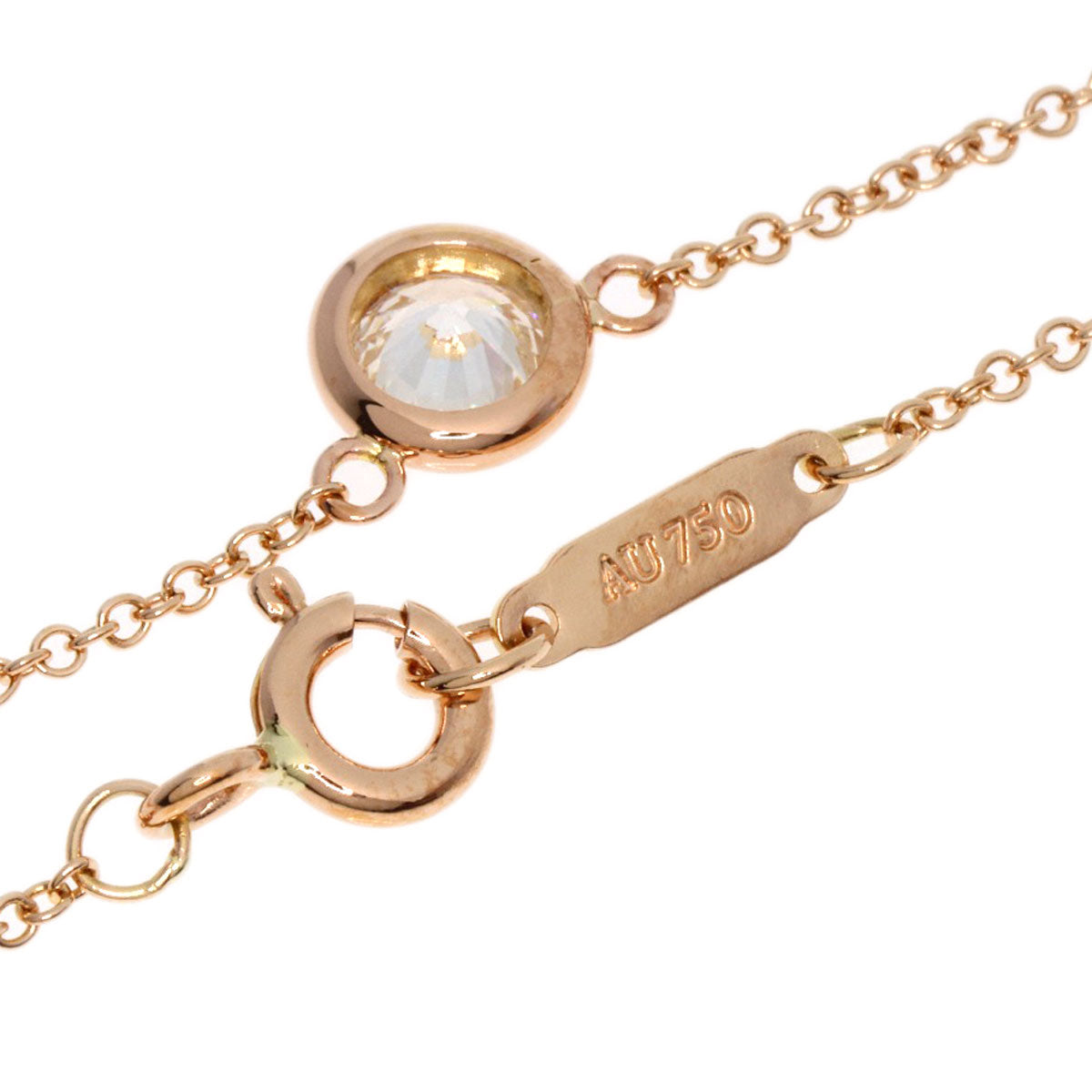 TIFFANY&Co. By The Yard Diamond Necklace K18 Pink Gold Ladies [Used]