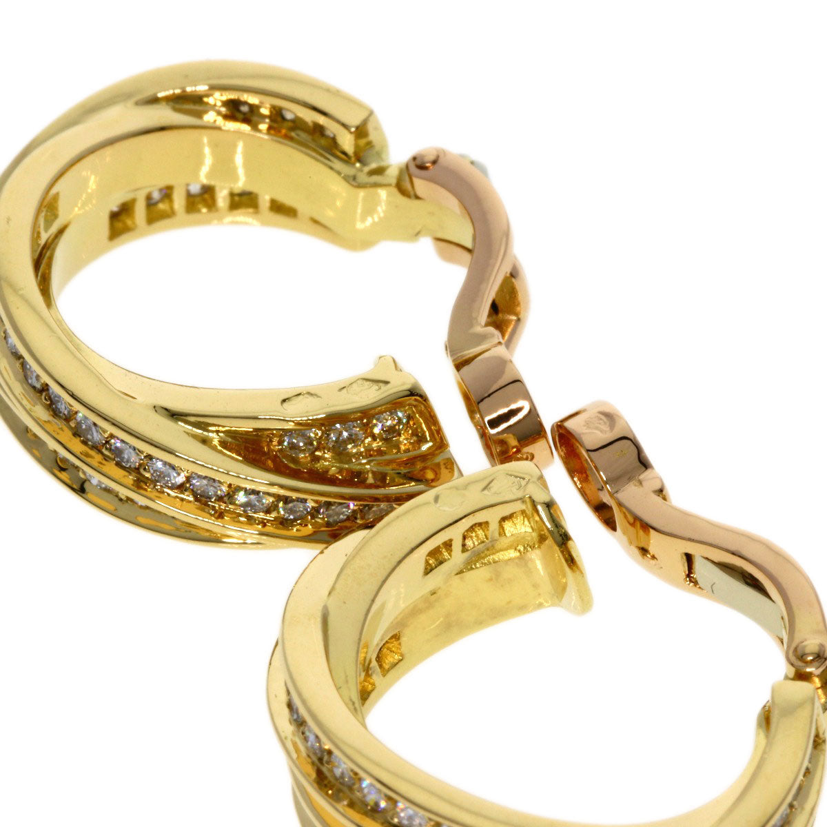 CARTIER Three Bangles Diamond Earring K18 Yellow Gold Ladies [Used]