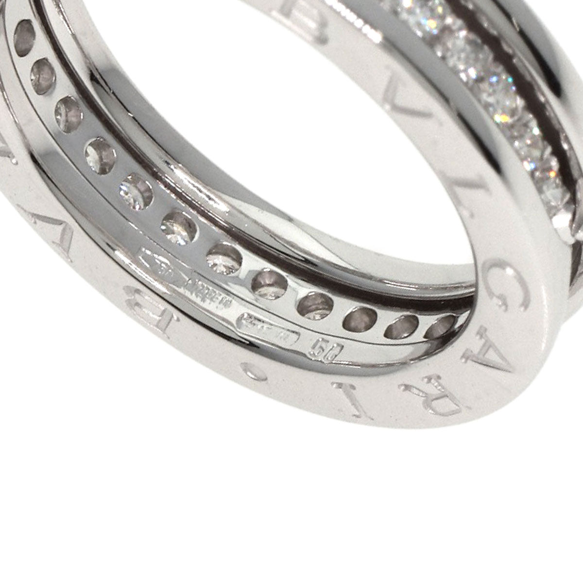 BVLGARI   Ring B.zero1 1 band Diamond #50 K18 White Gold Ladies