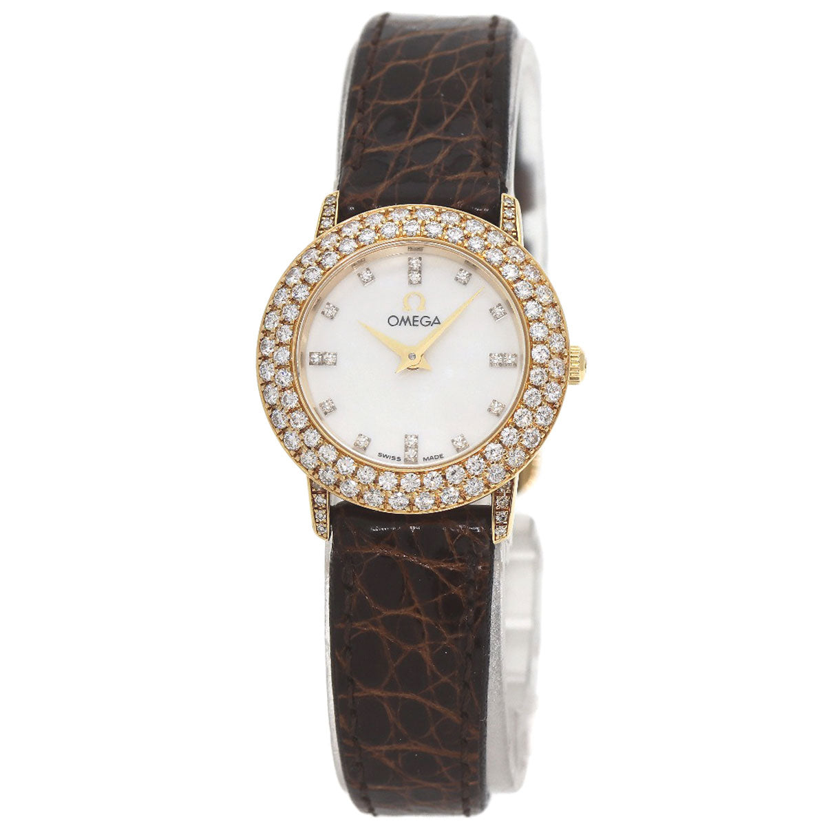 OMEGA De Ville Watches 5951055 K18 Yellow Gold/Leather Ladies