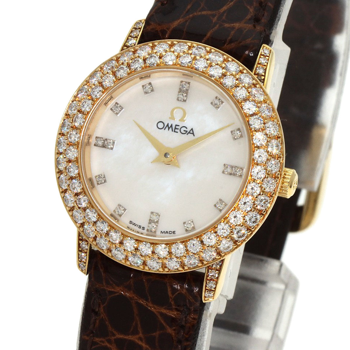 OMEGA De Ville Watches 5951055 K18 Yellow Gold/Leather Ladies