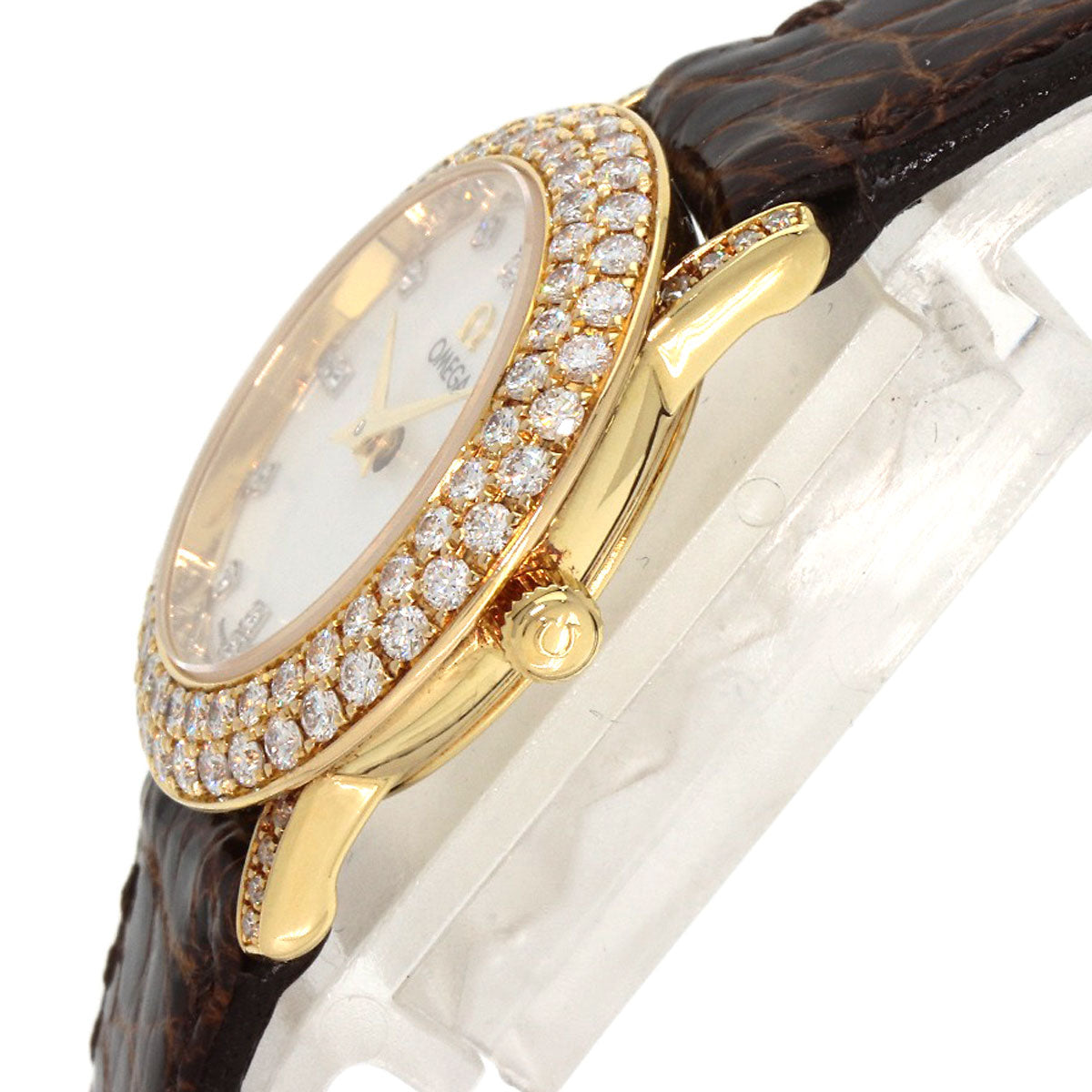 OMEGA De Ville Watches 5951055 K18 Yellow Gold/Leather Ladies