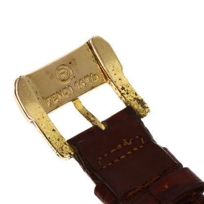 FENDI Round face Watches 850G Gold Plated/Leather mens