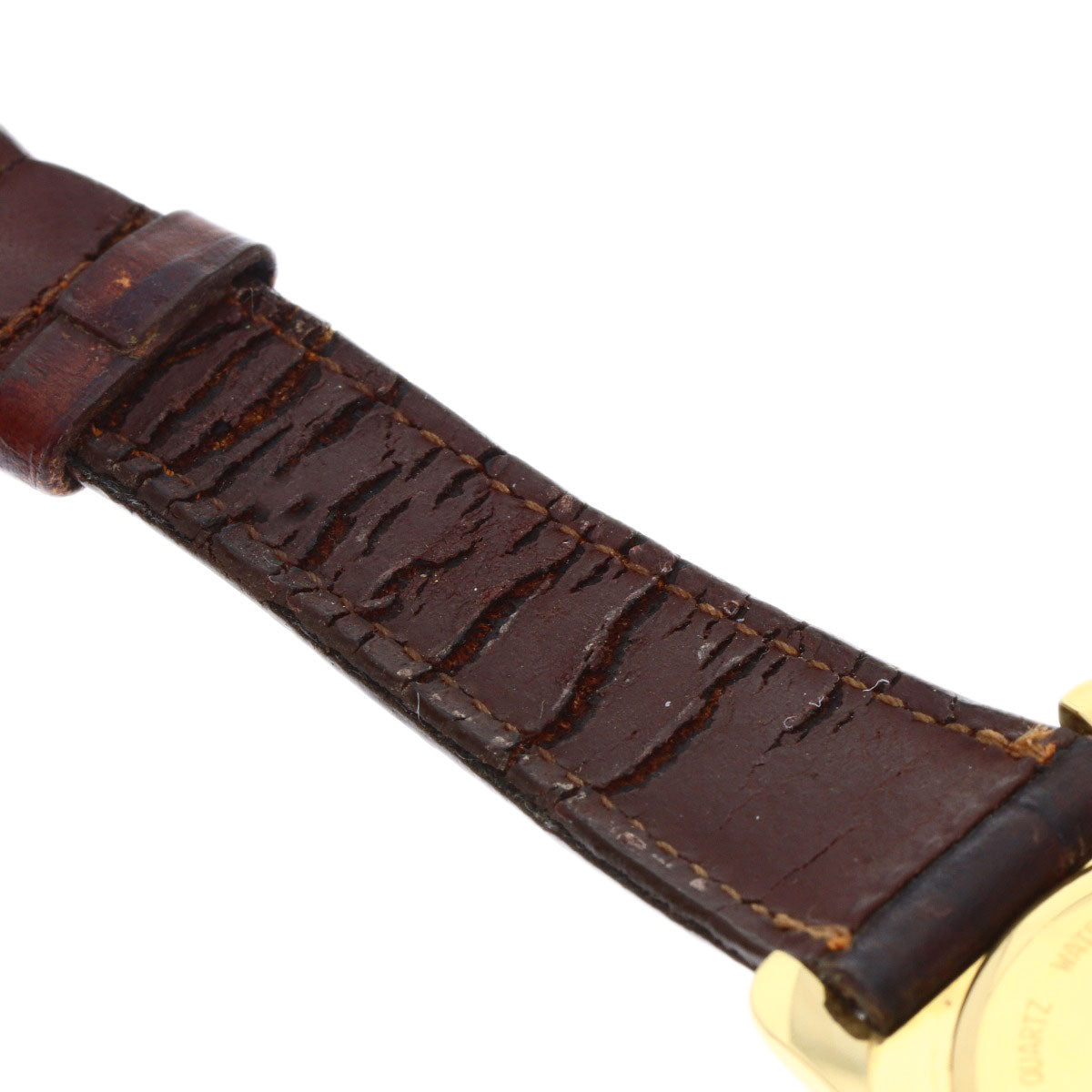 FENDI Round face Watches 850G Gold Plated/Leather mens