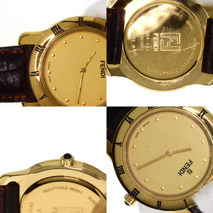 FENDI Round face Watches 850G Gold Plated/Leather mens