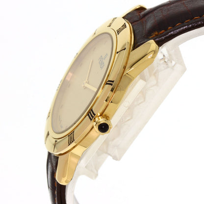 FENDI Round face Watches 850G Gold Plated/Leather mens