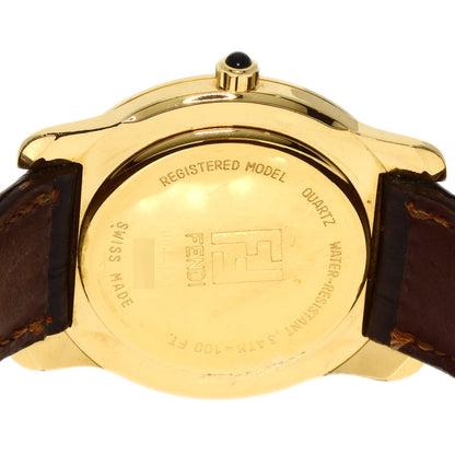 FENDI Round face Watches 850G Gold Plated/Leather mens