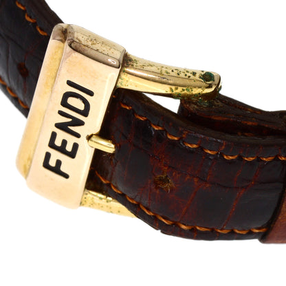 FENDI Round face Watches 850G Gold Plated/Leather mens