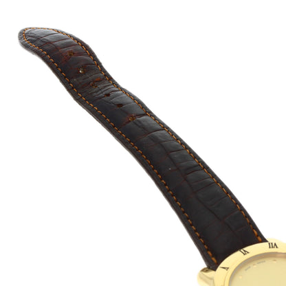 FENDI Round face Watches 850G Gold Plated/Leather mens