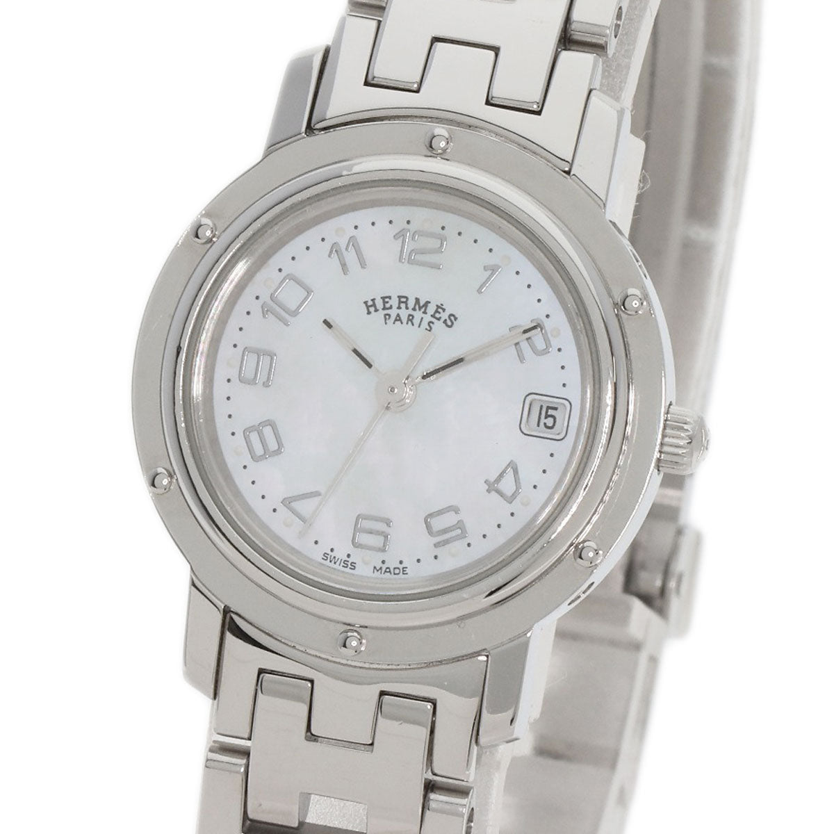 HERMES Clipper Nacre Watches CL4.210 Stainless Steel/Stainless Steel Ladies