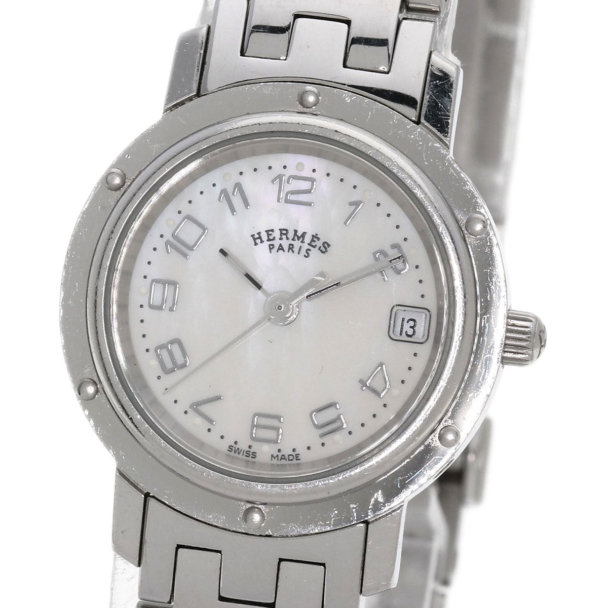 HERMES Clipper Nacre Watches CL4.210 Stainless Steel/Stainless Steel Ladies