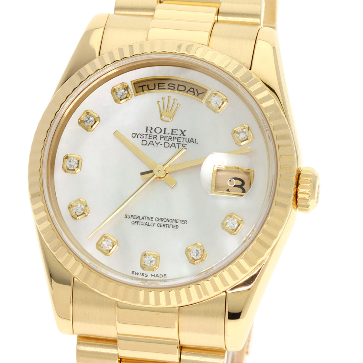 ROLEX Day Date 10P Diamond Watches 118238NG K18 Yellow Gold/18K Yellow Gold mens