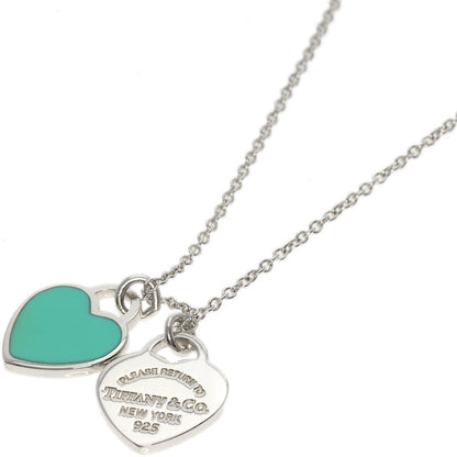 TIFFANY&Co.   Necklace Double Heart Tag Mini Enamel Silver Ladies