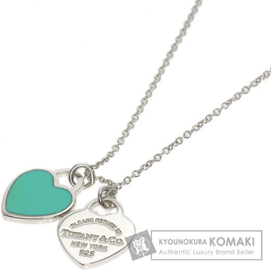 TIFFANY&Co.   Necklace Double Heart Tag Mini Enamel Silver Ladies