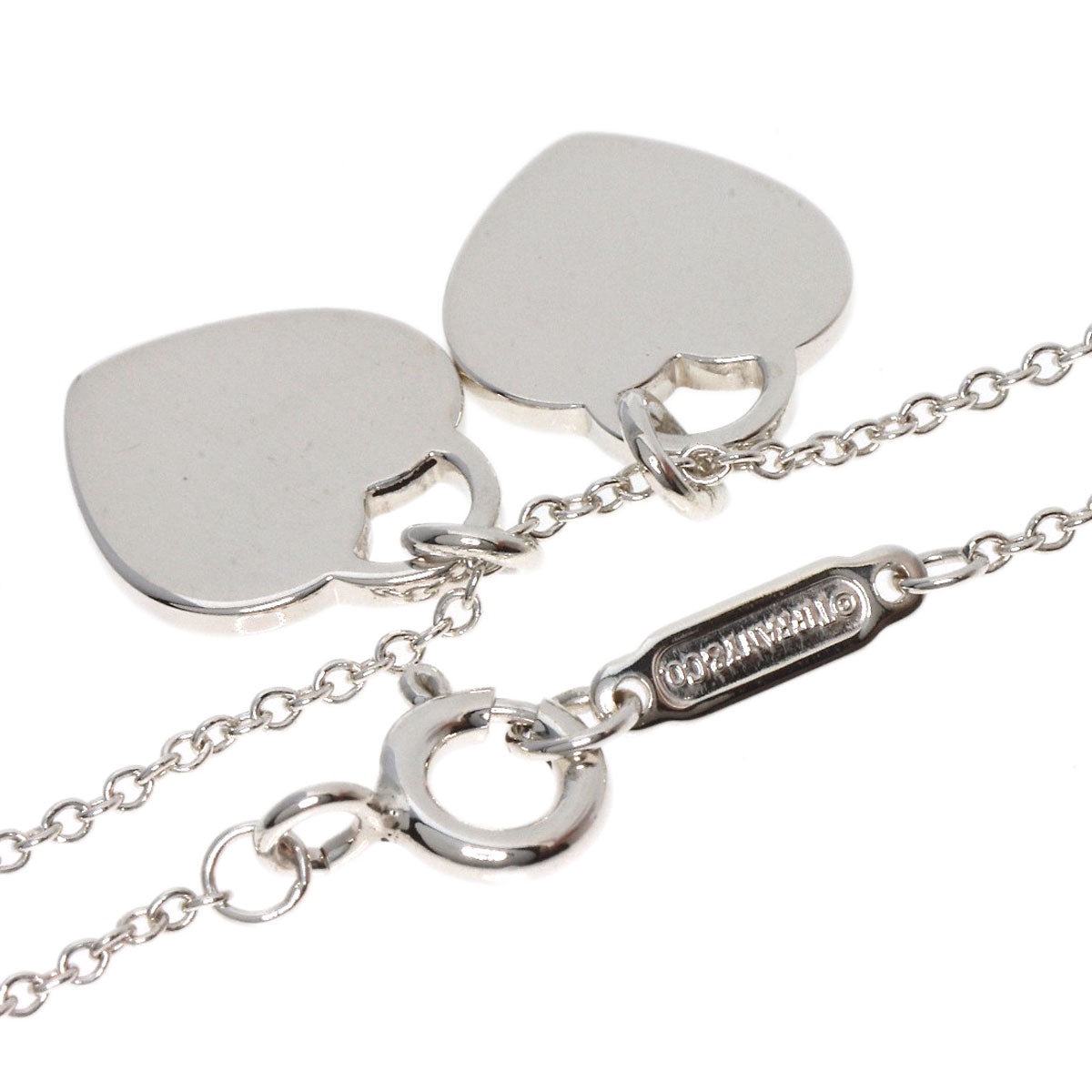 TIFFANY&Co.   Necklace Double Heart Tag Mini Enamel Silver Ladies