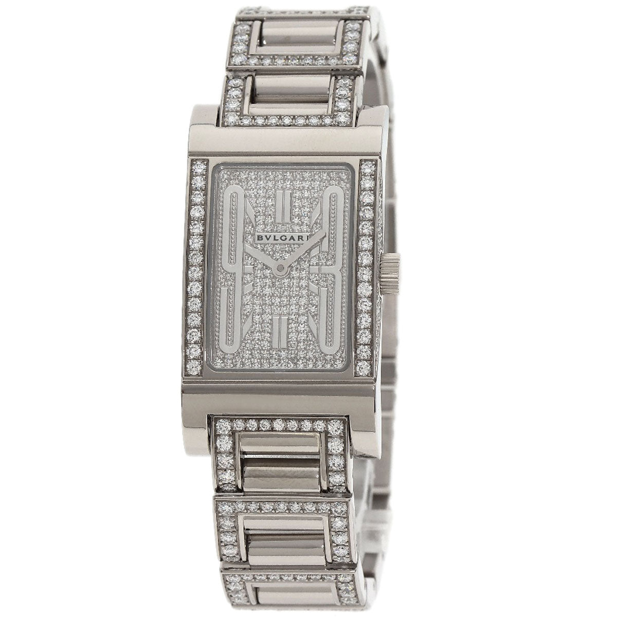 BVLGARI Rettangolo Diamond Watches RTW39G K18 White Gold/K18WGxDiamond Ladies
