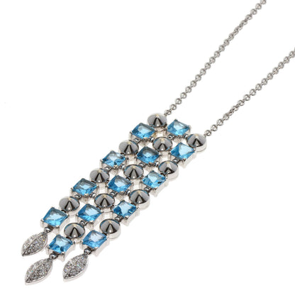 BVLGARI Lucia Blue Topaz Diamond Necklace K18 White Gold Ladies [Used]