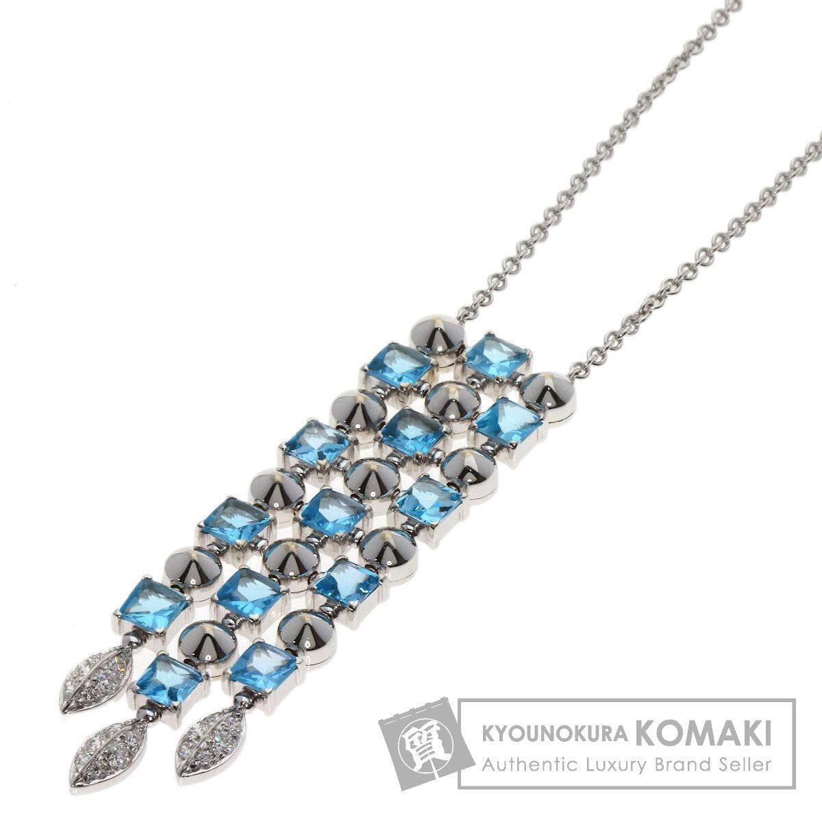 BVLGARI Lucia Blue Topaz Diamond Necklace K18 White Gold Ladies [Used]