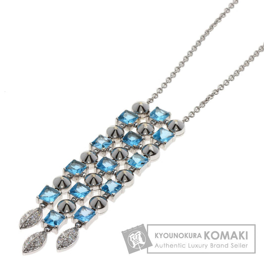 BVLGARI Lucia Blue Topaz Diamond Necklace K18 White Gold Ladies [Used]