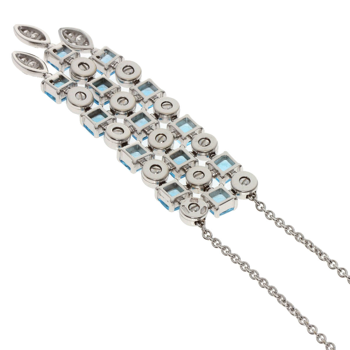 BVLGARI Lucia Blue Topaz Diamond Necklace K18 White Gold Ladies [Used]