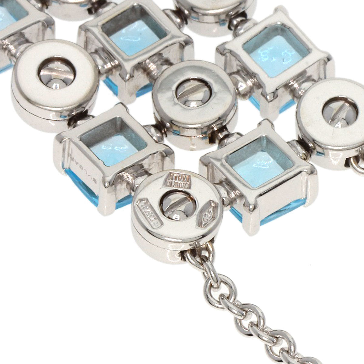 BVLGARI Lucia Blue Topaz Diamond Necklace K18 White Gold Ladies [Used]