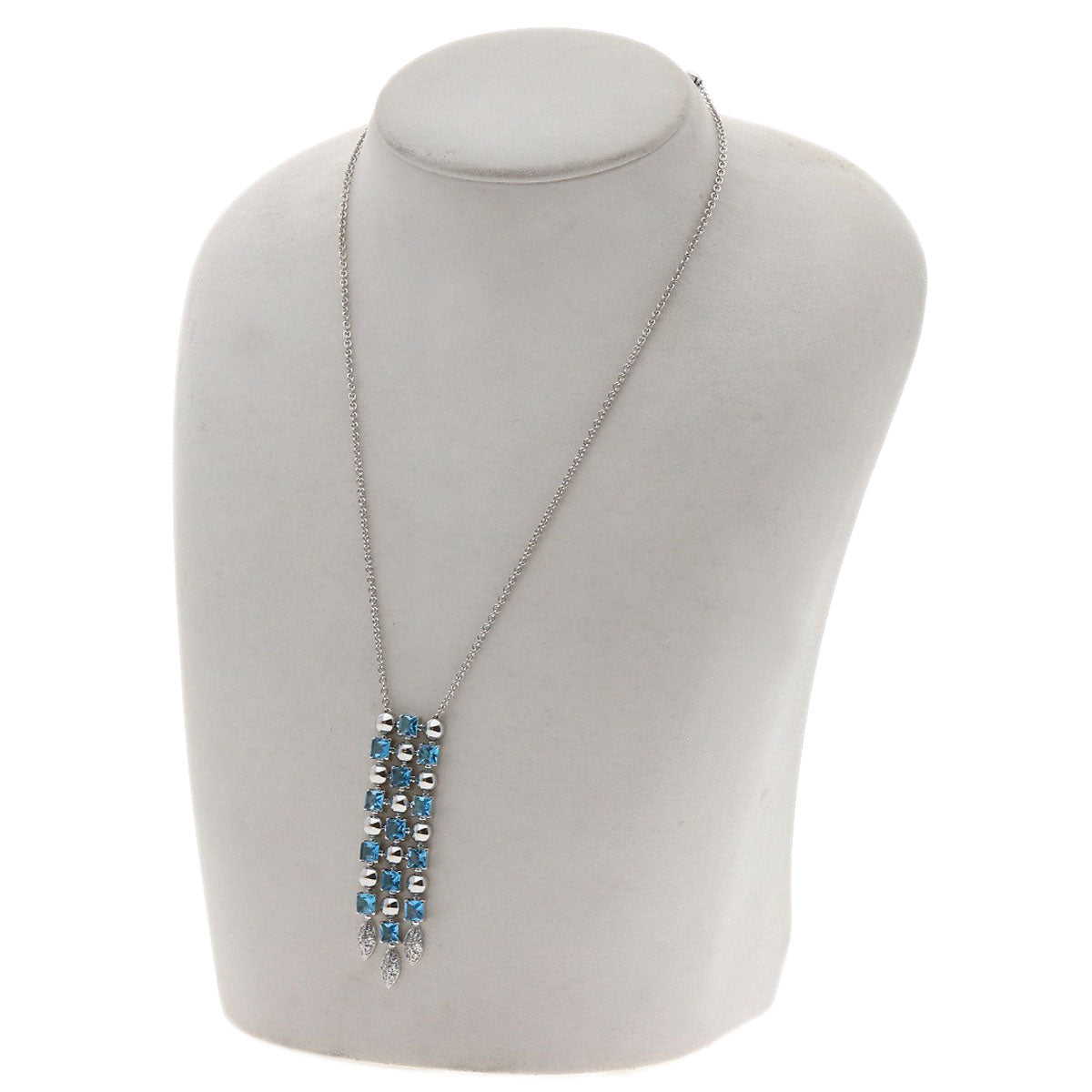 BVLGARI Lucia Blue Topaz Diamond Necklace K18 White Gold Ladies [Used]