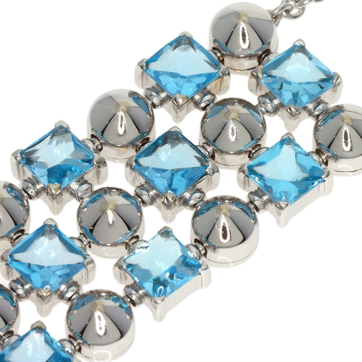 BVLGARI Lucia Blue Topaz Diamond Necklace K18 White Gold Ladies [Used]