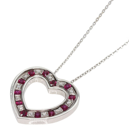 Damiani Belle Epoque Heart Ruby Diamond Necklace K18 White Gold Ladies [Used]