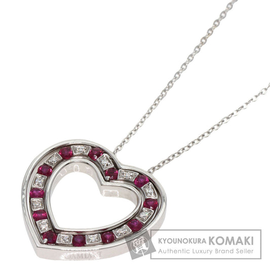 Damiani Belle Epoque Heart Ruby Diamond Necklace K18 White Gold Ladies [Used]