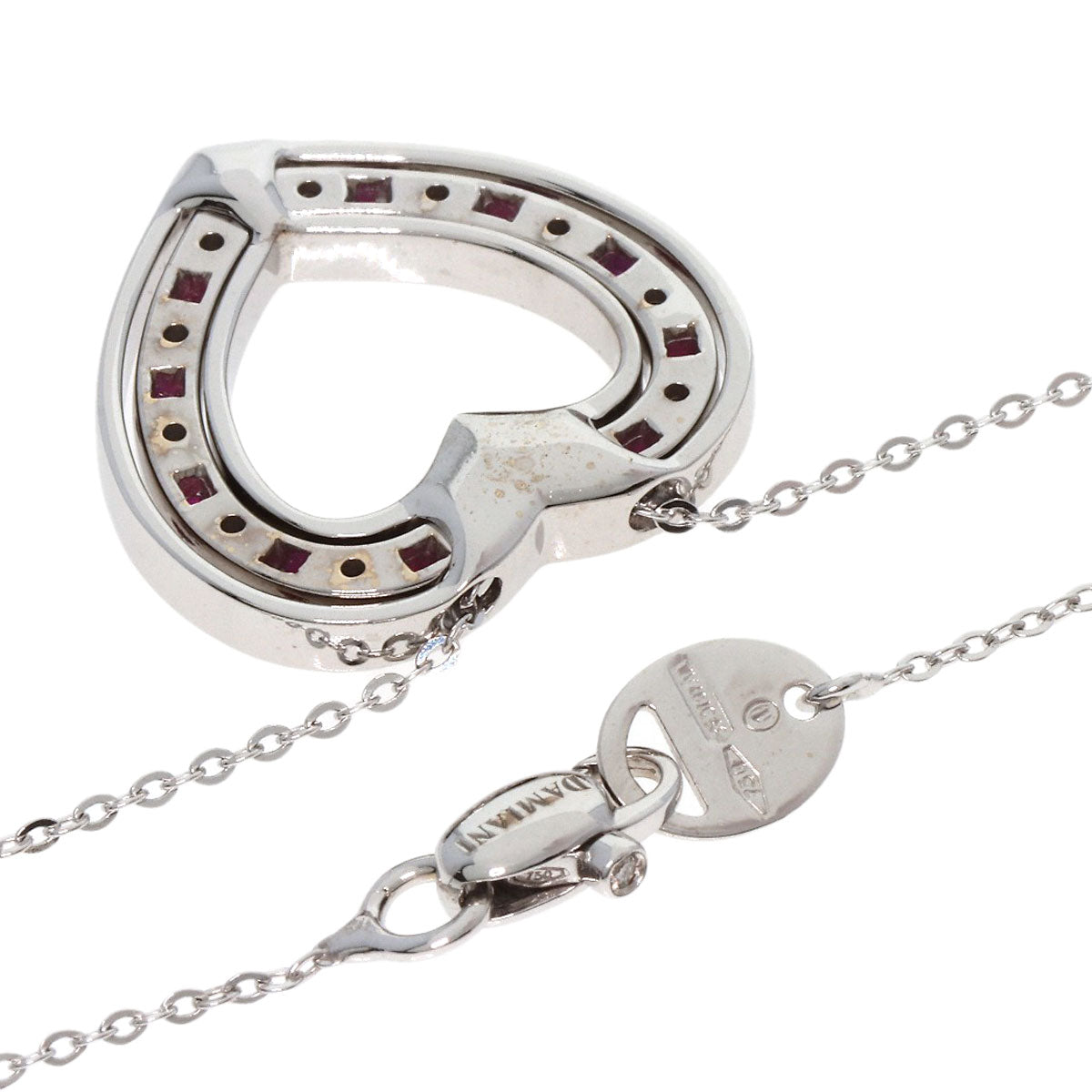 Damiani Belle Epoque Heart Ruby Diamond Necklace K18 White Gold Ladies [Used]